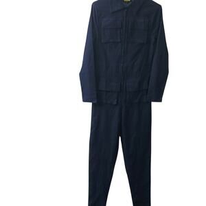 Love Highlight Blue Denim 4 Pocket Jumpsuit L Utility Streetwear Casual Skate